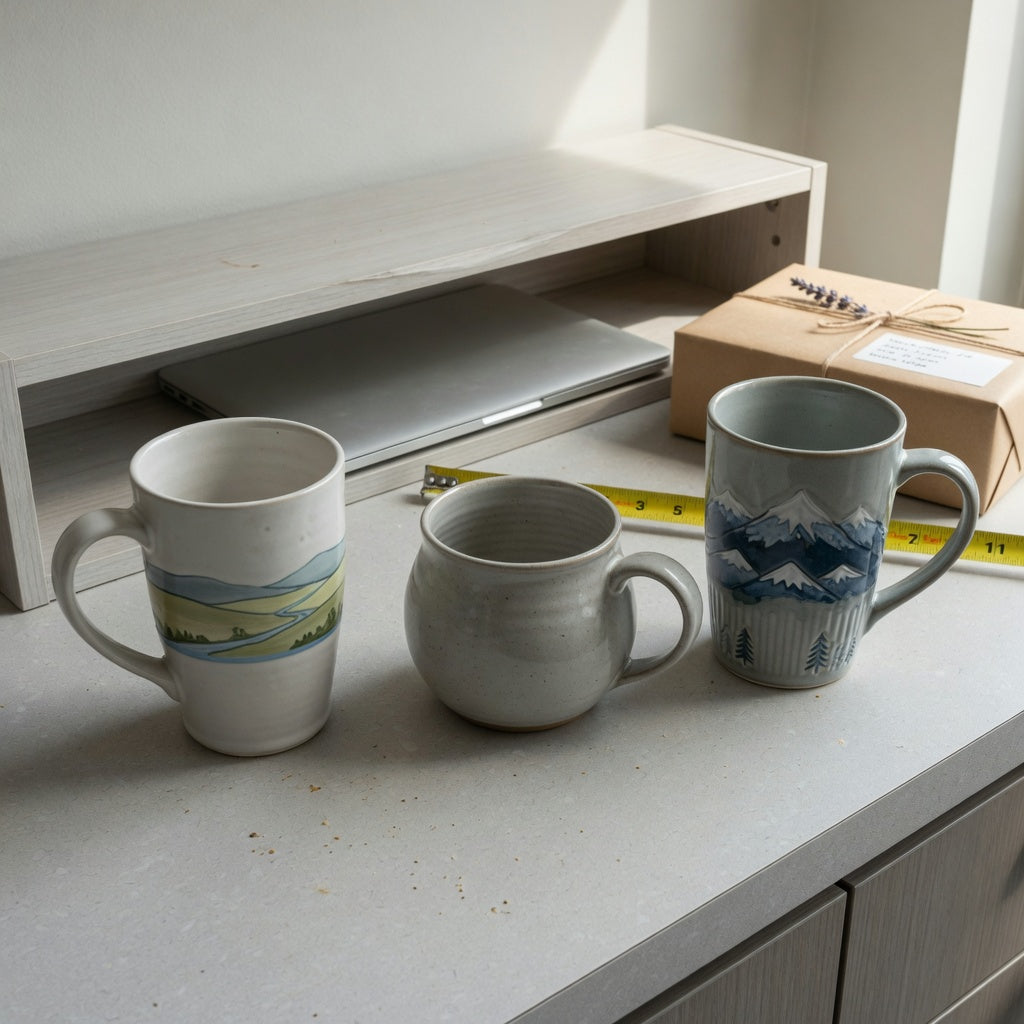 Featured comparison image for the 12 oz ceramic coffee mugs first time buyer product shortlist guide, showing tall landscape, round, and tall mountain ceramic mugs