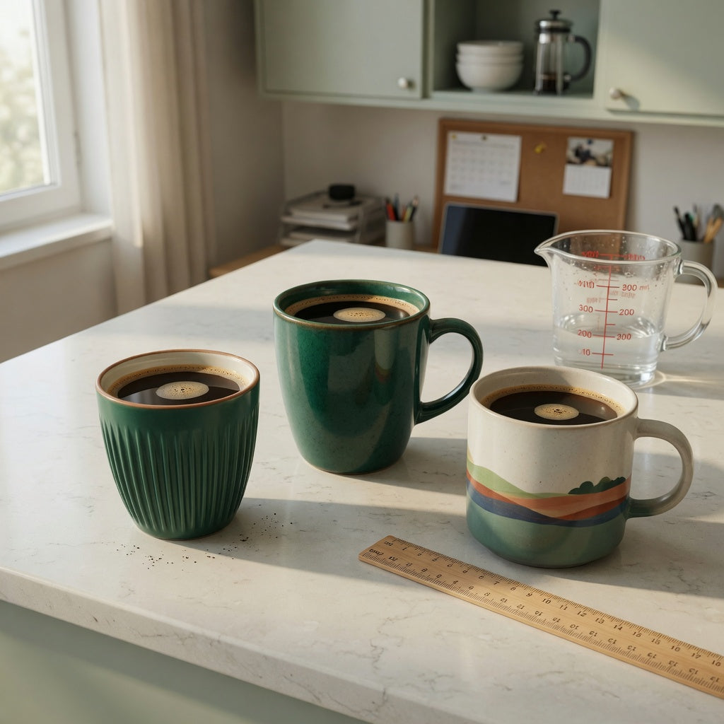 Comparison of americano coffee cup buying priorities with Pleated 200 ml, Emerald 270 ml, and Landscape Tall 350 ml cups