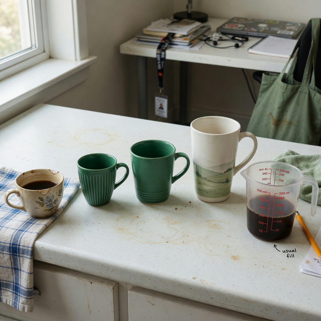 Americano coffee cup replacement purchase practical purchase checklist with a measuring jug and Pleated, Emerald, and Landscape Tall cup options