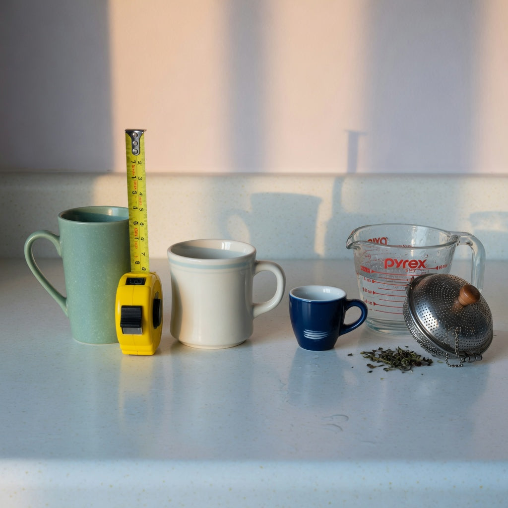 Three ceramic mugs on a counter compared to judge the best tall mug size for coffee and tea