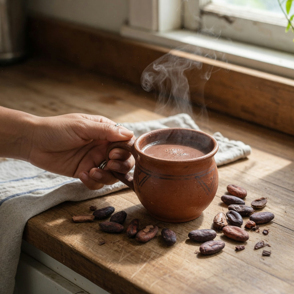 Cacao cups for home comparison showing different sizes, handles, and visible openings for hot drinks