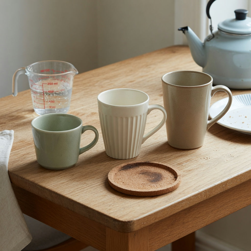 Ceramic breakfast mug comparison with 170 ml, 200 ml, and 350 ml cup sizes