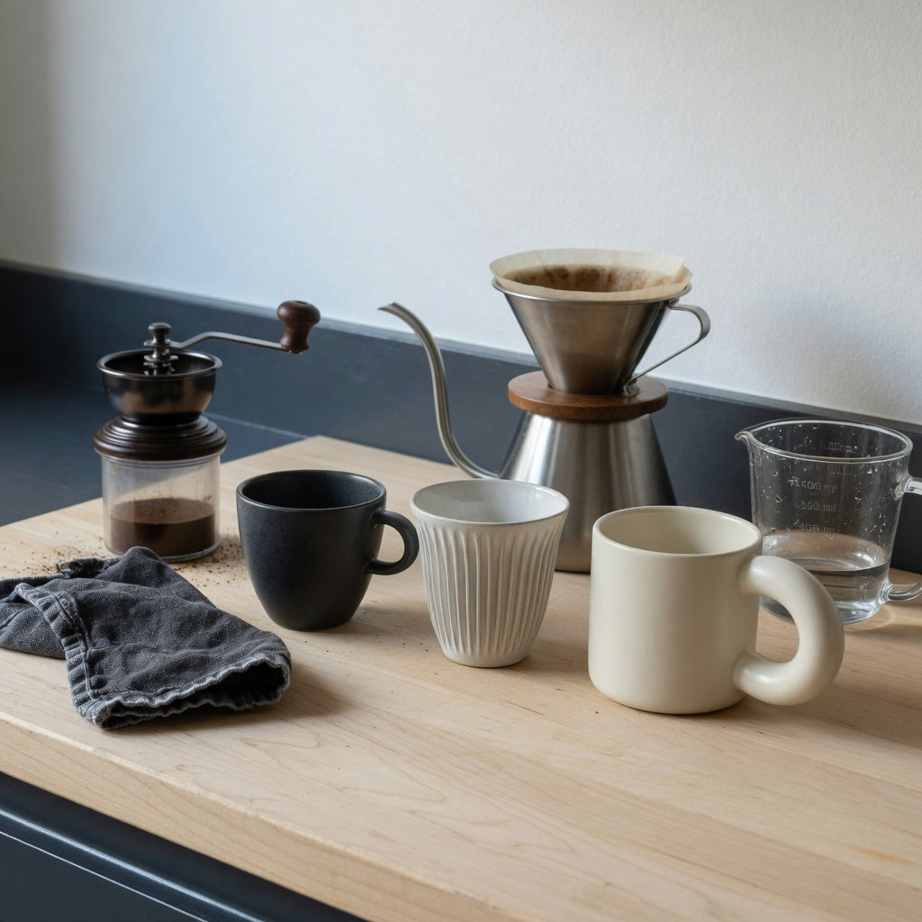 Ceramic espresso cup home coffee station product shortlist guide showing Retro 170 ml, Pleated 200 ml, and Ball Handle 250 ml options