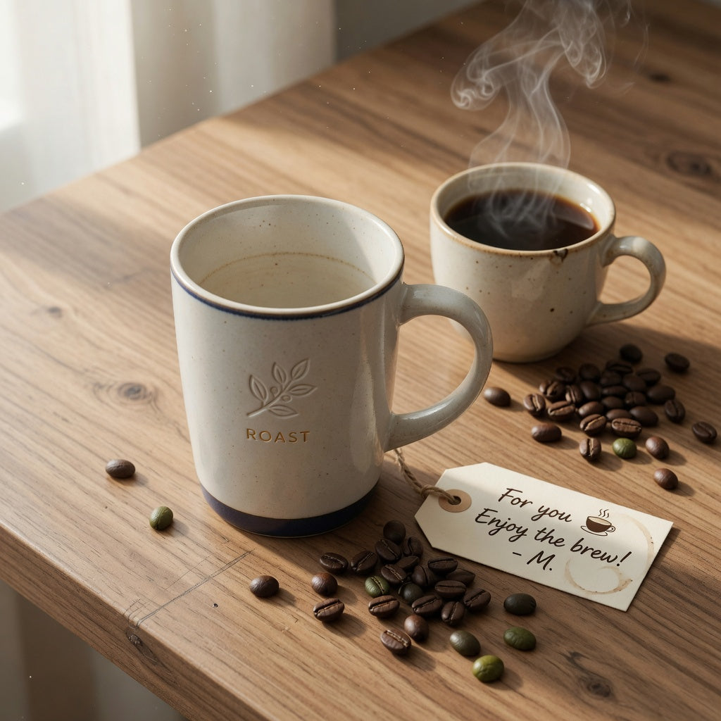 ceramic tall coffee mug for gifting elegantly presented