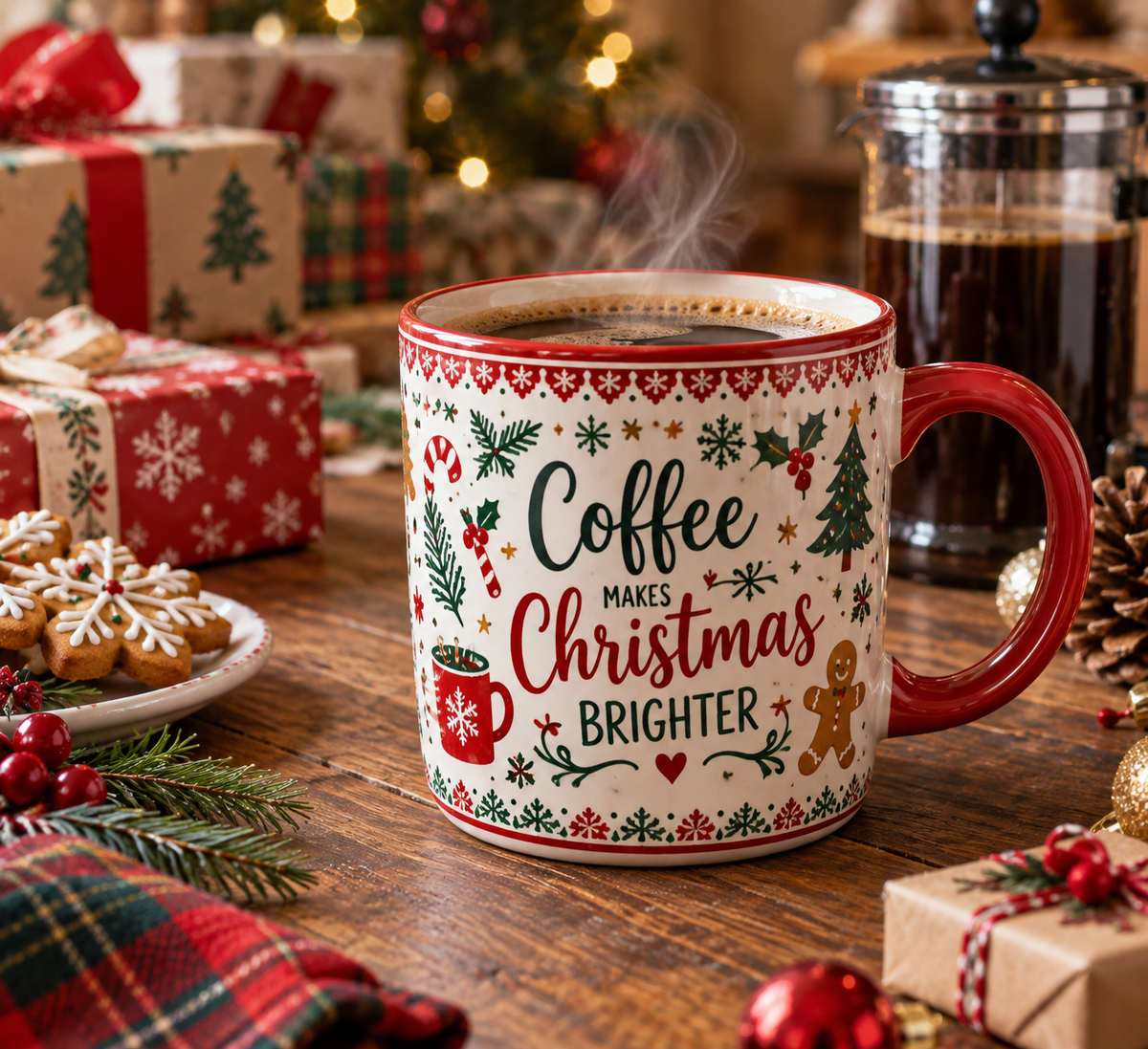 christmas tea mug for coffee lovers with festive holiday designs
