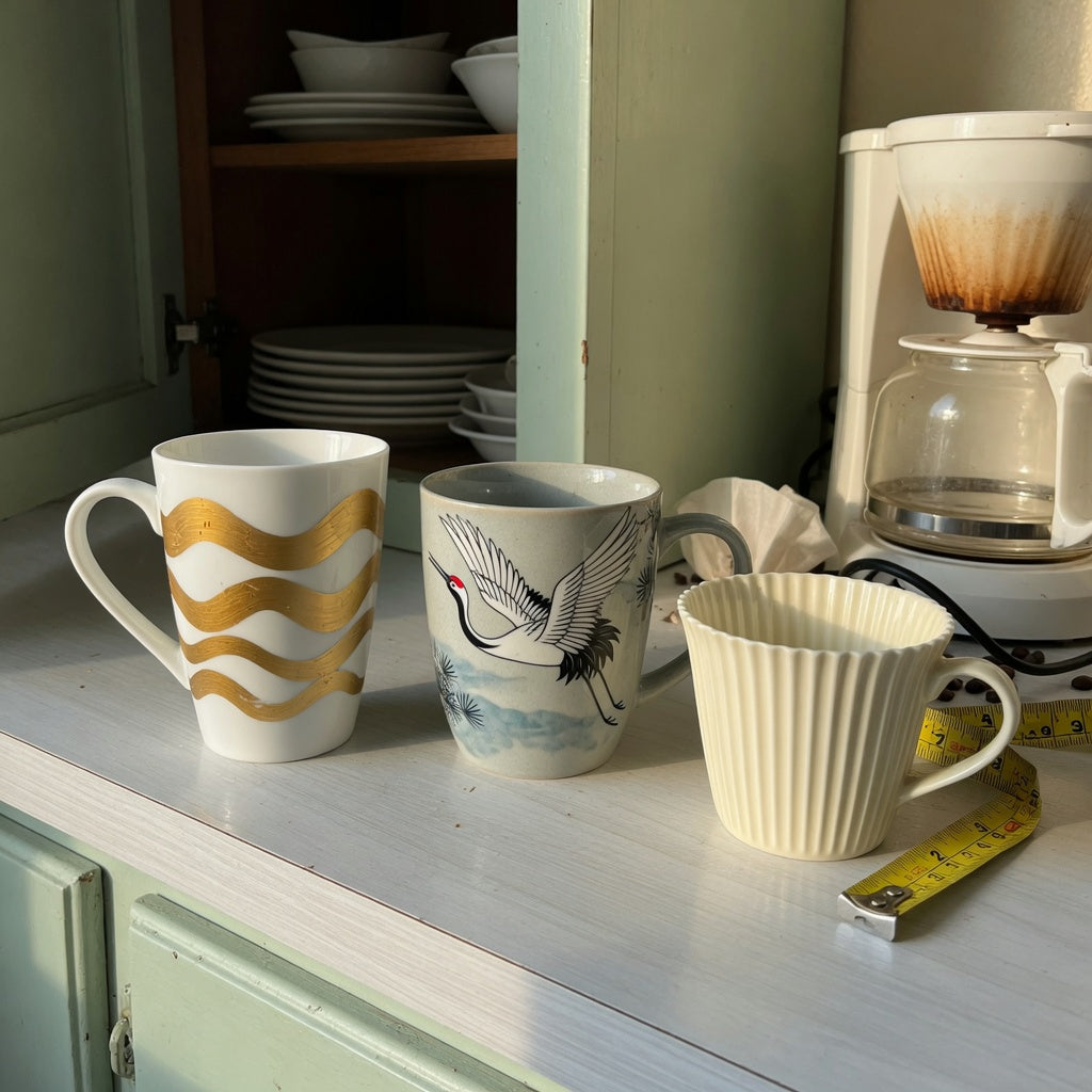 coffee mug wedding gift gift choice practical purchase checklist with White Golden Waves Tall, Crane, and Pleated mug options