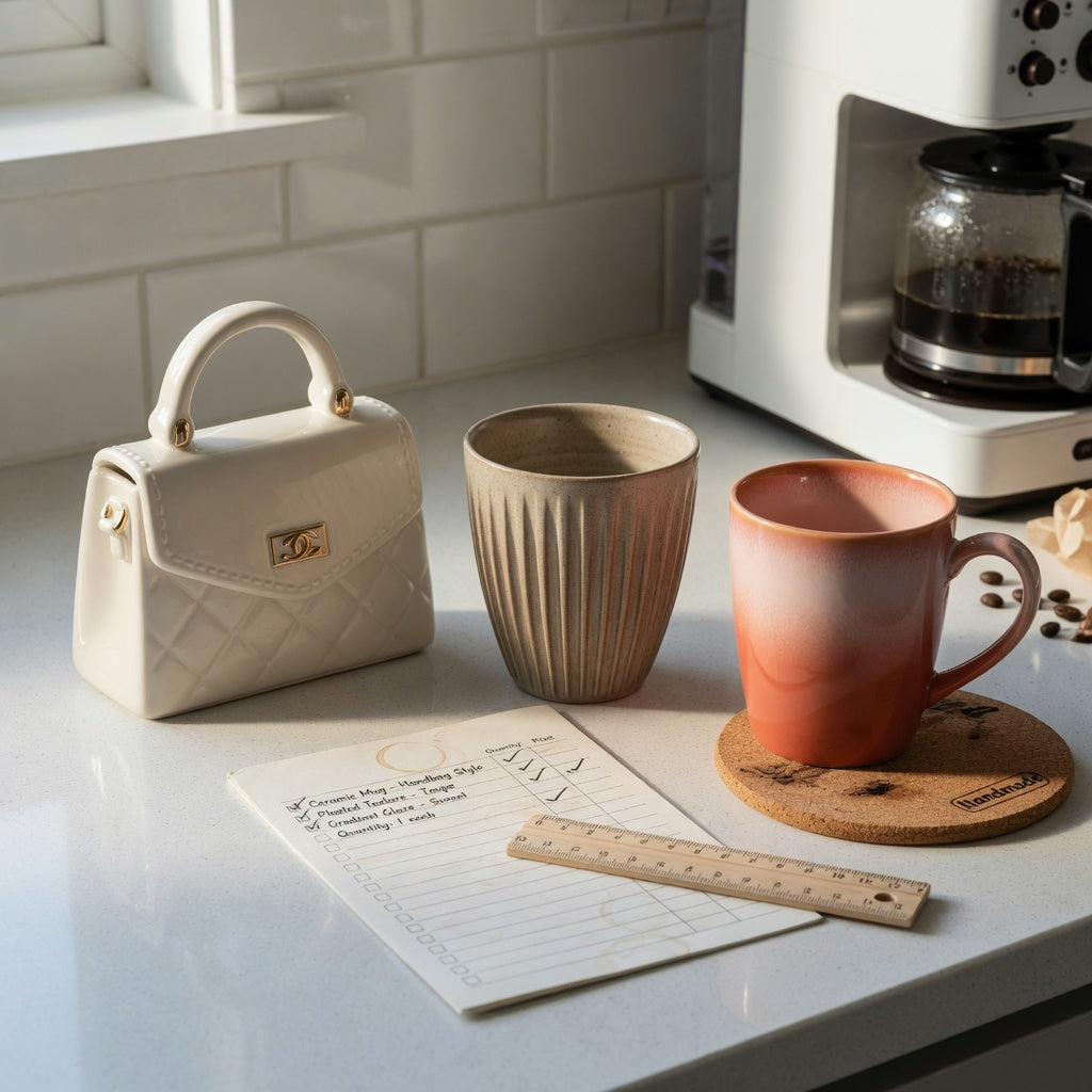 Cute ceramic coffee mugs first time buyer practical purchase checklist beside handbag, pleated, and gradient mug designs