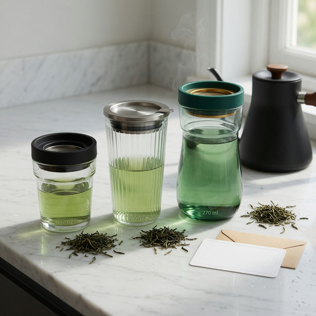 Green tea mug gift choice practical purchase checklist comparing Retro, Pleated, and Emerald mug sizes