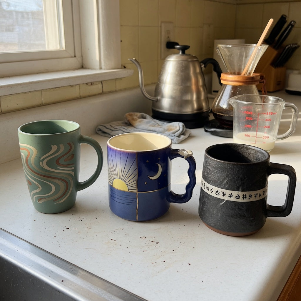 Herbal tea mug home coffee station product shortlist guide showing 400 ml, 440 ml, and 480 ml CoffeifyMug options
