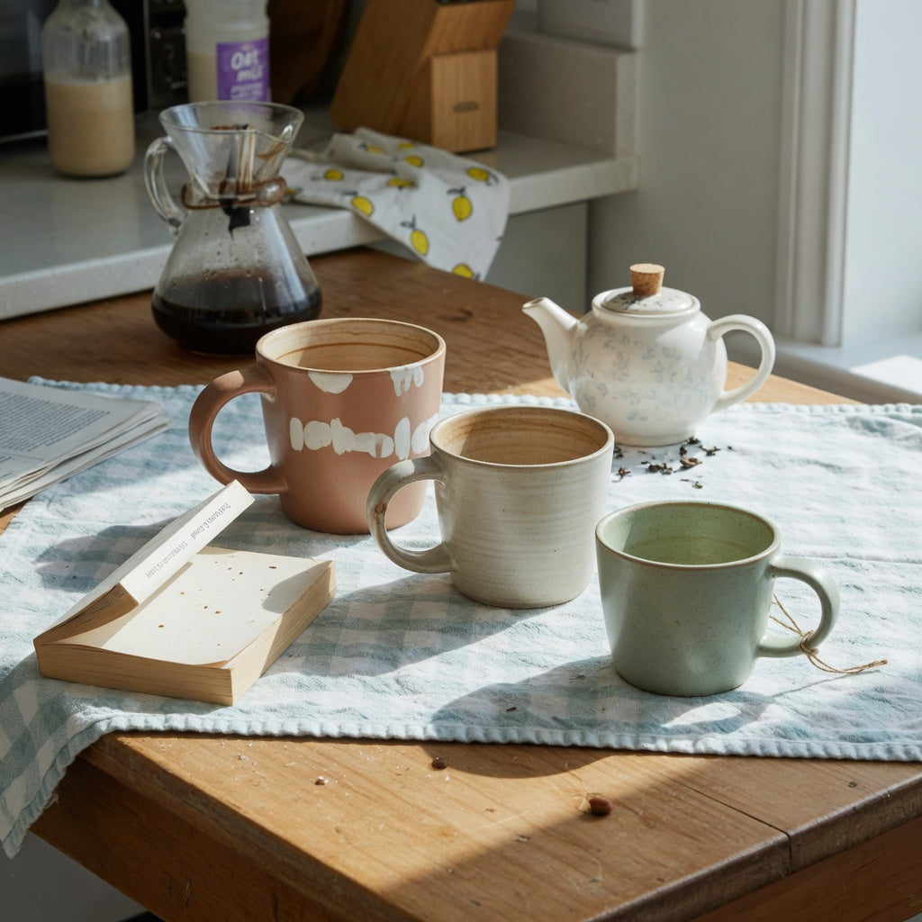 herbal tea mug weekend coffee product shortlist guide showing 400 ml, 440 ml, and 480 ml handled mug options