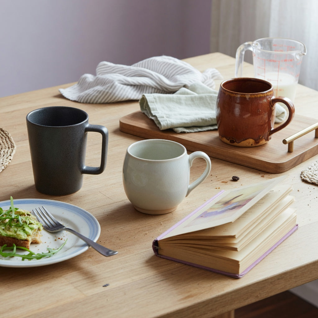 high quality ceramic coffee mugs weekend coffee practical purchase checklist with three ceramic mugs on a weekend breakfast table