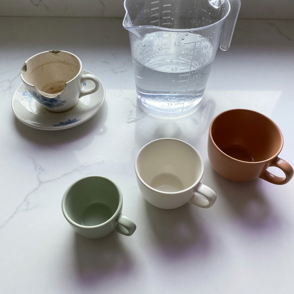 A lungo coffee cup replacement purchase practical purchase checklist with a measuring jug and 170 ml, 200 ml, and 270 ml cup options