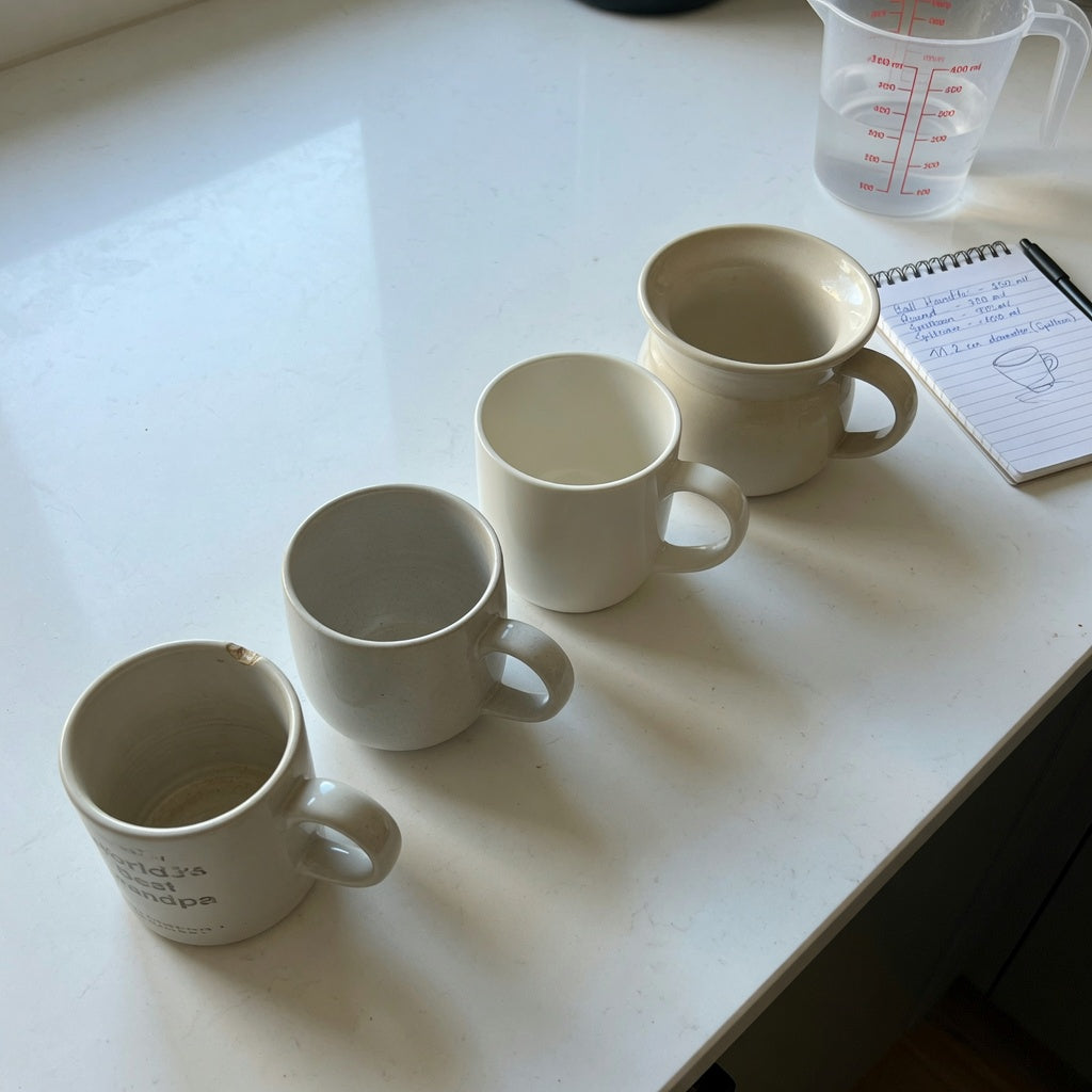 Matcha latte mug replacement purchase product shortlist guide comparing Ball Handle 250 ml, Round 390 ml, and Spittoon 400 ml options