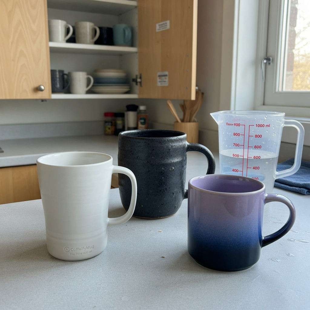 Three capacity options arranged for a mocha mug everyday mug rotation practical purchase checklist