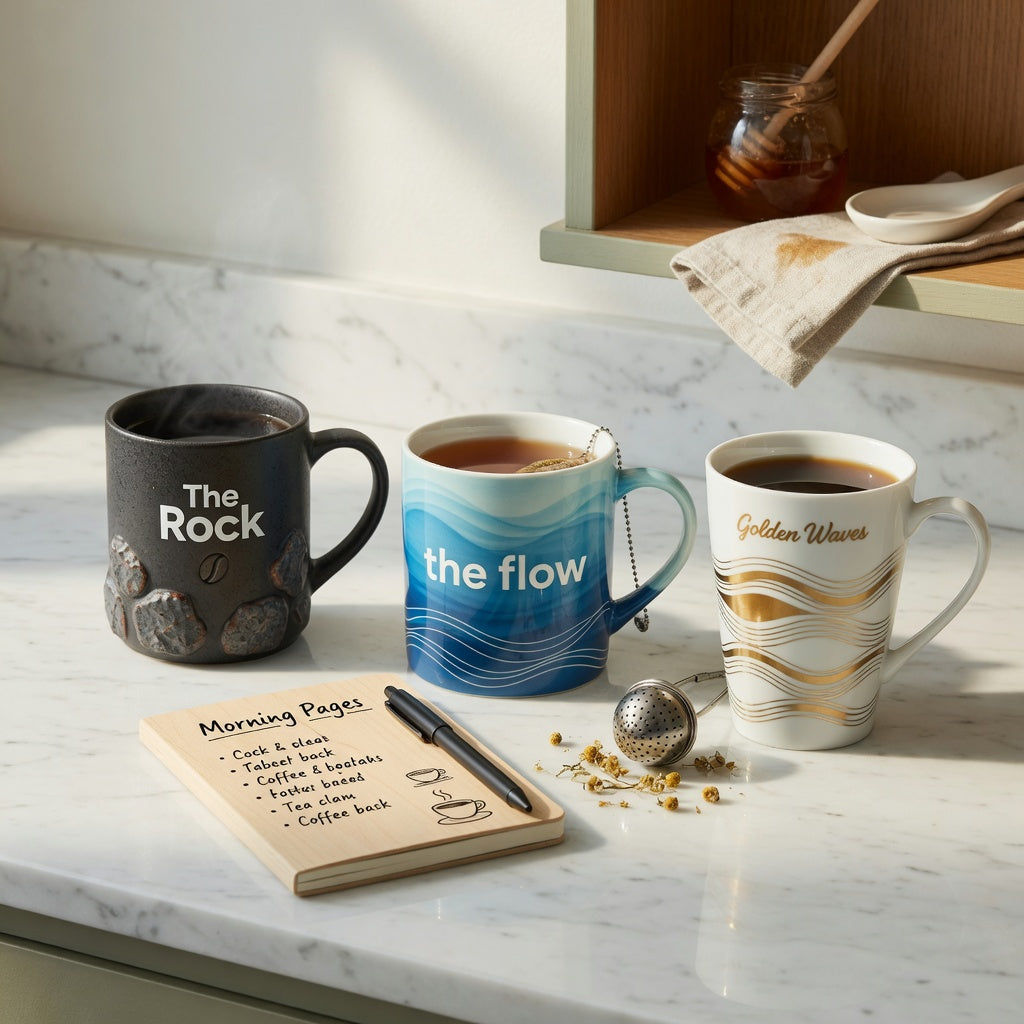 Oversized ceramic coffee mugs gift choice product shortlist guide comparing The Rock, The Flow, and White Golden Waves mugs