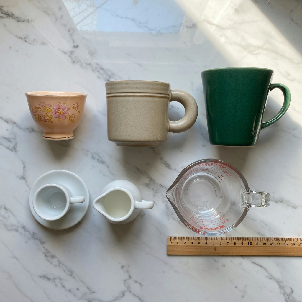 Piccolo cup first time buyer practical purchase checklist with 170 ml, 250 ml and 270 ml options beside a measuring jug