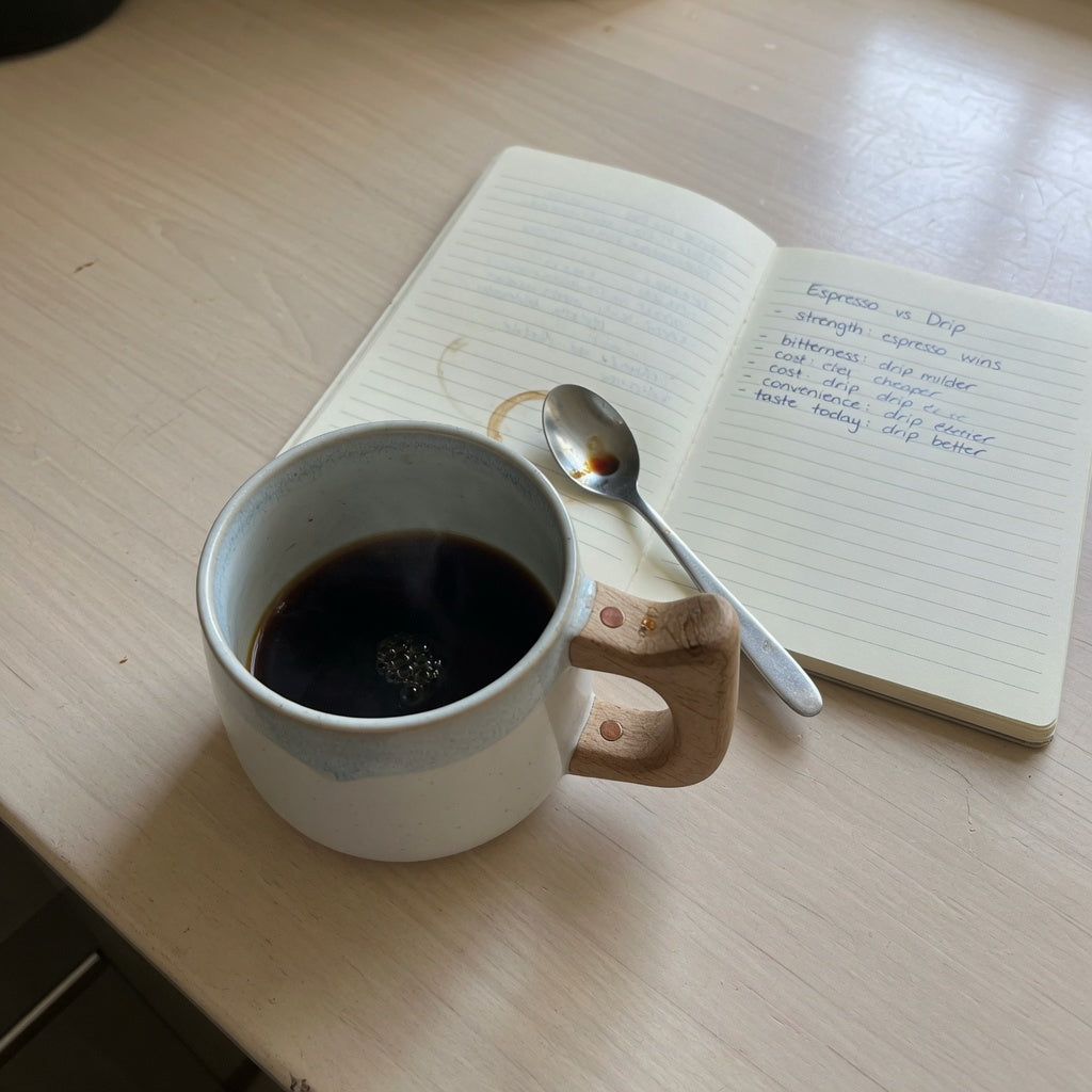 Rounded ceramic mug with a wooden handle on a kitchen counter for The Cloud Coffee Tea Mug Wooden Handle buying guide checklist