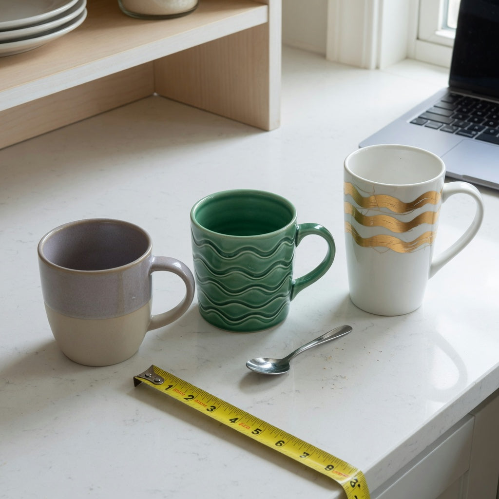two tone ceramic coffee mugs first time buyer product shortlist guide showing gradient, green wave, and tall white golden mugs