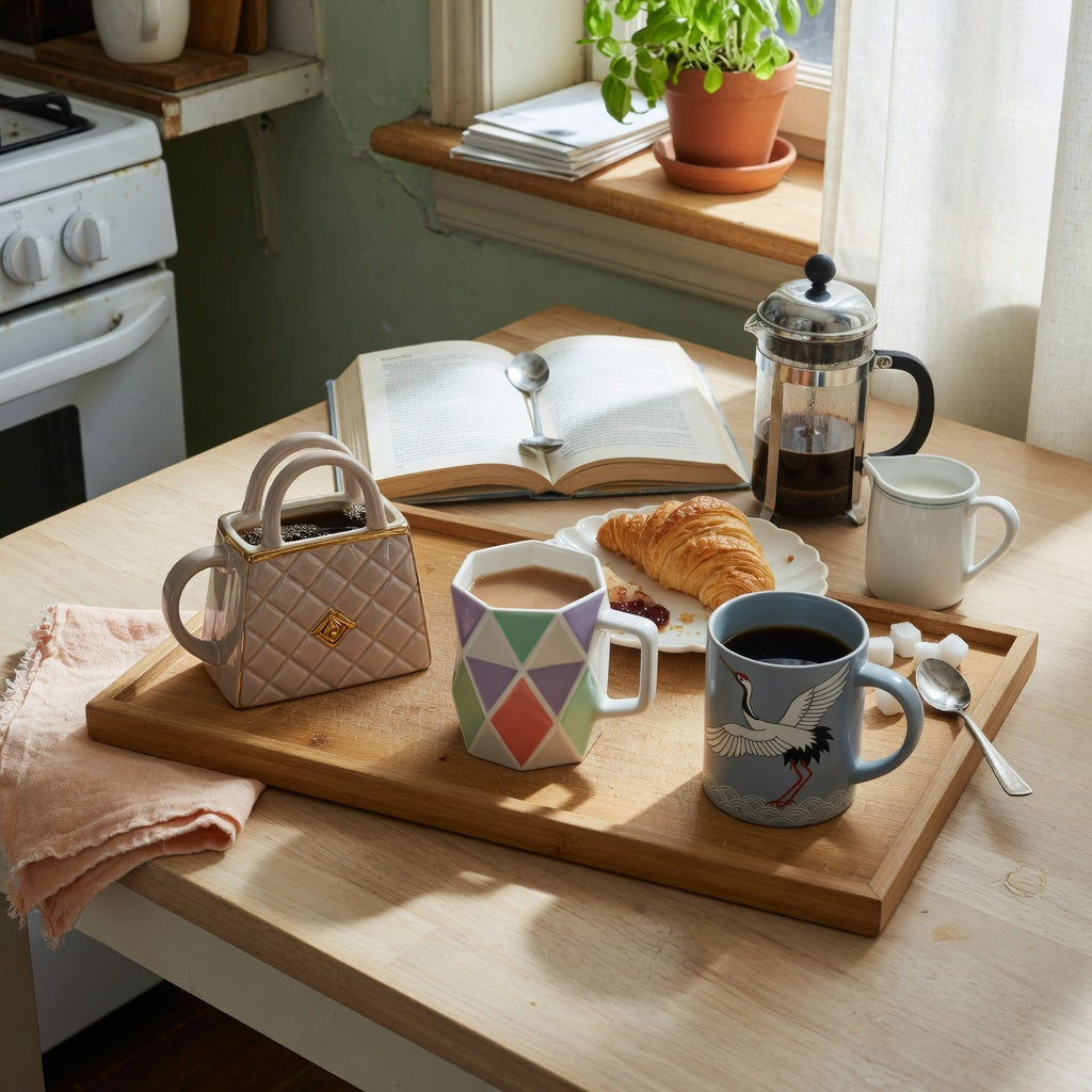 Unique design coffee mugs weekend coffee practical purchase checklist with three mugs on a Saturday breakfast tray