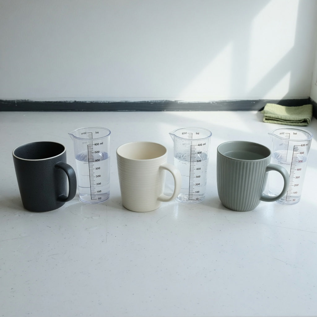 Wassail mug current product facts comparison of The Flow 400 ml, Morning and Night 440 ml, and The Rock 480 ml