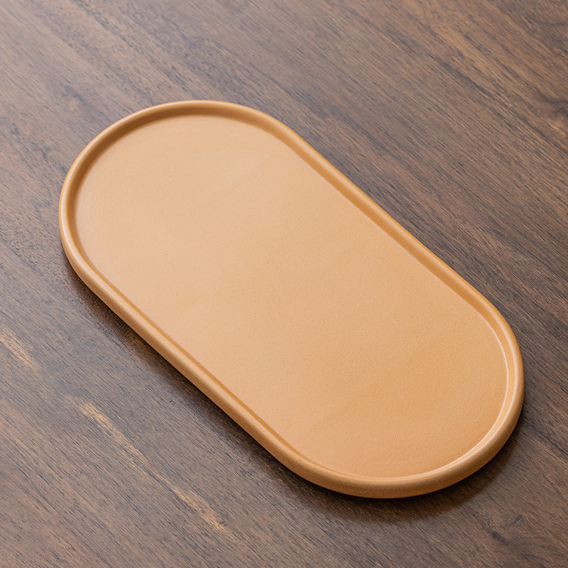 Ochre oval ceramic tea tray