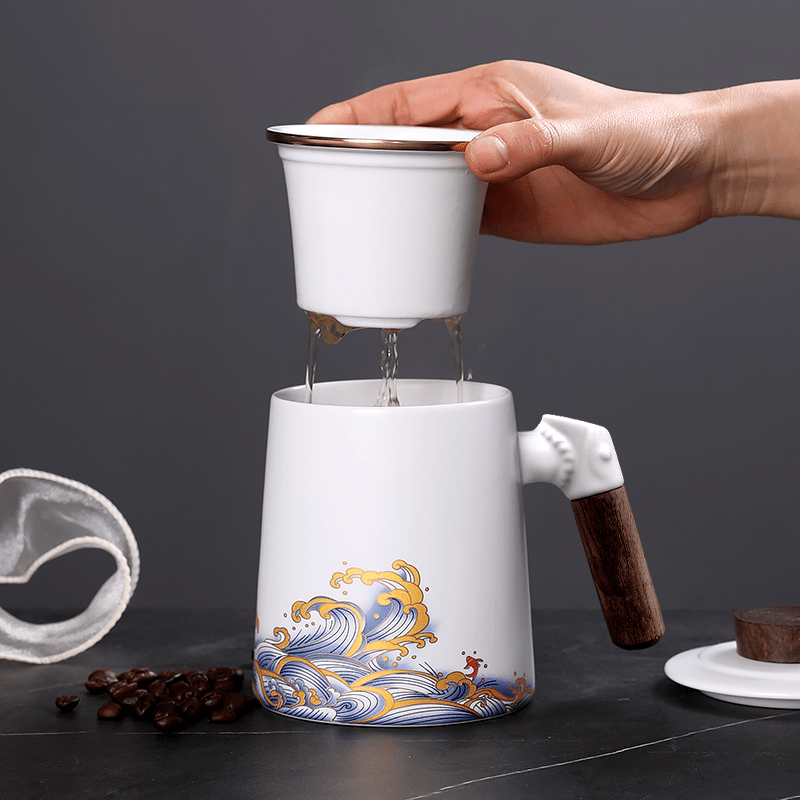 White Golden Waves Coffee & Tea Mug - CoffeifyMug