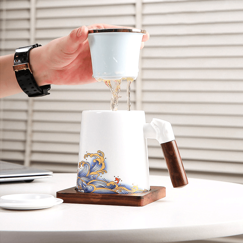 White Golden Waves Coffee & Tea Mug - CoffeifyMug