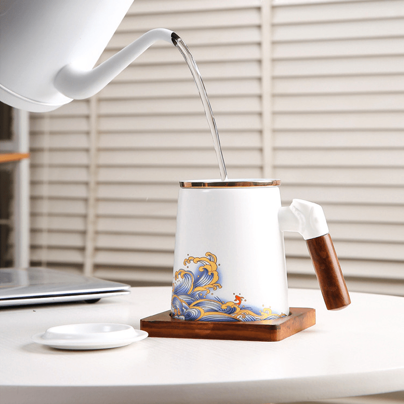 White Golden Waves Coffee & Tea Mug - CoffeifyMug