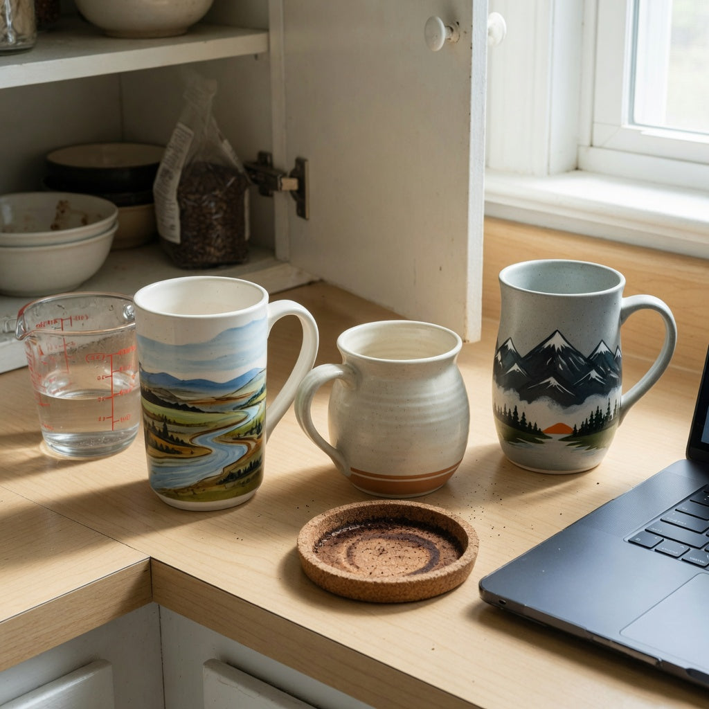12 oz ceramic coffee mugs buying priorities compared with landscape tall, round, and mountain tall mug profiles