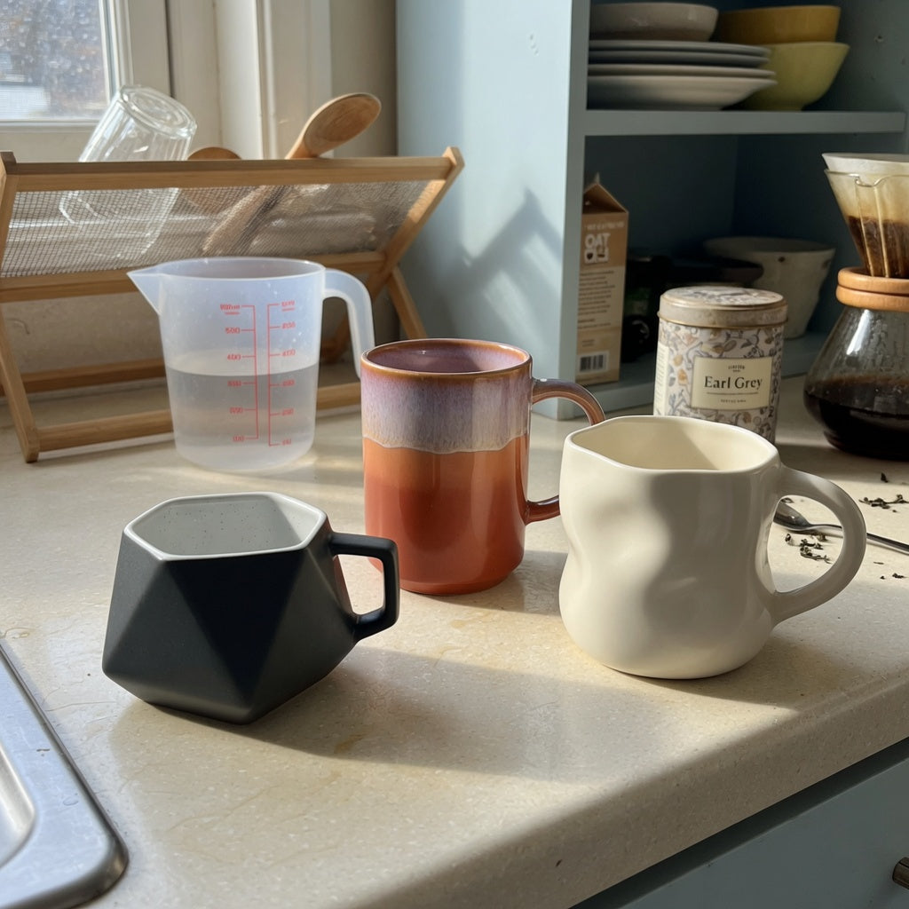 Abstract coffee mug shared household practical purchase checklist with 250 ml Rhombus and 400 ml Gradient and Flow mugs