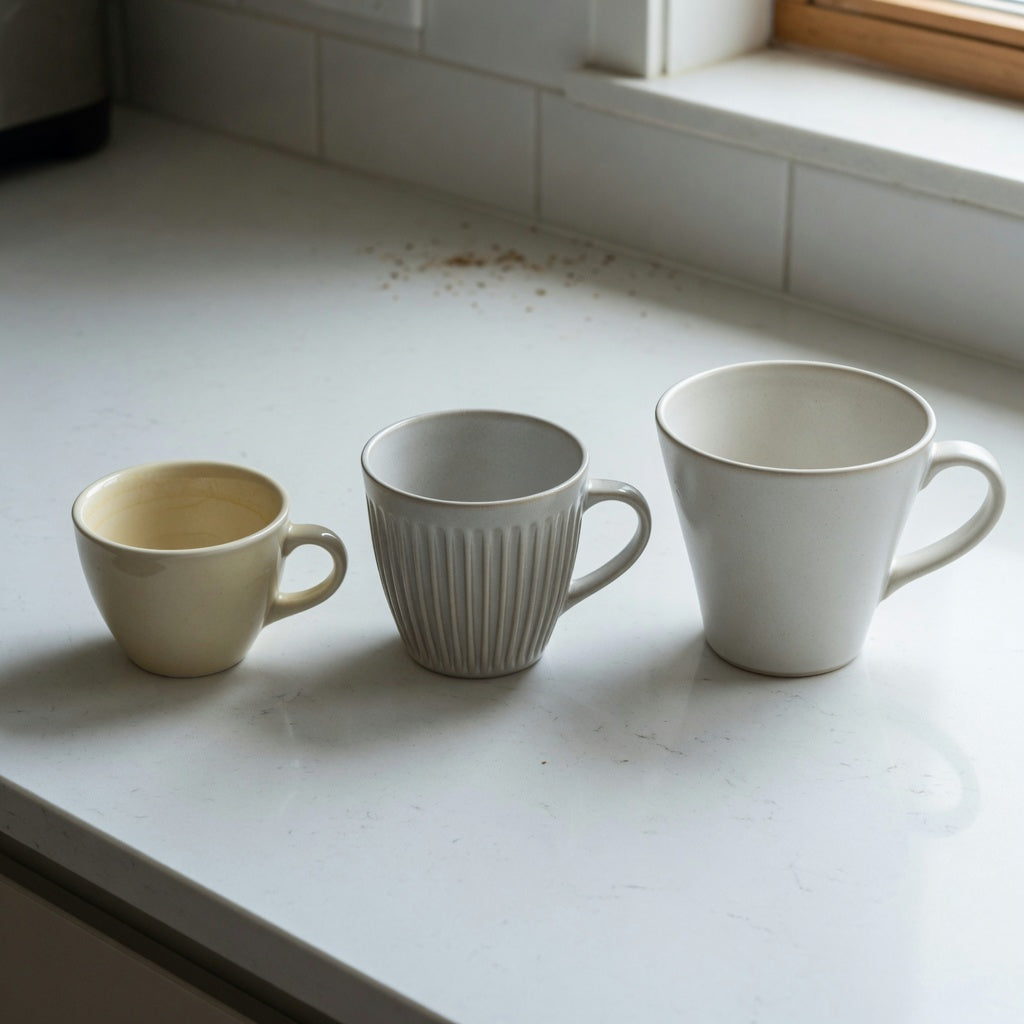Affogato cup size decision guide comparing the 170 ml Retro, 200 ml Pleated, and 270 ml Emerald options side by side