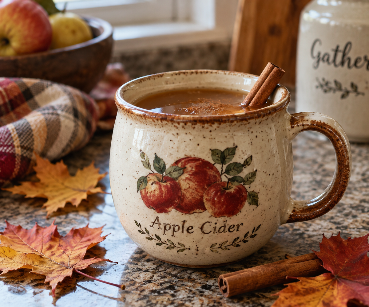 Apple cider mug gift ideas featuring ceramic mugs with detailed capacity and handle comparisons