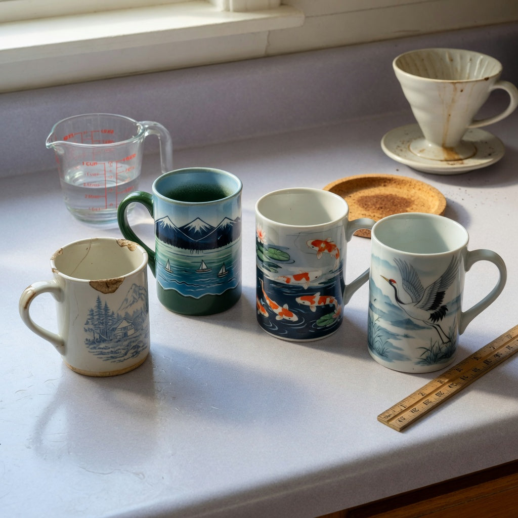 art coffee mugs replacement purchase practical purchase checklist with mountain sea, koi fish, and crane ceramic mugs