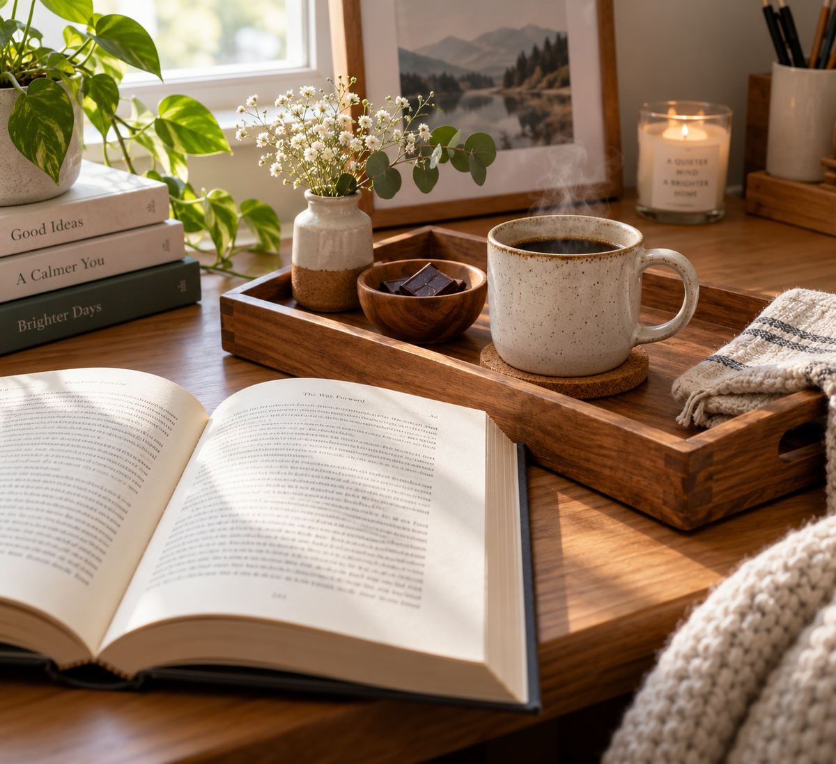 best ceramic mug for coffee and reading in a cozy home reading nook