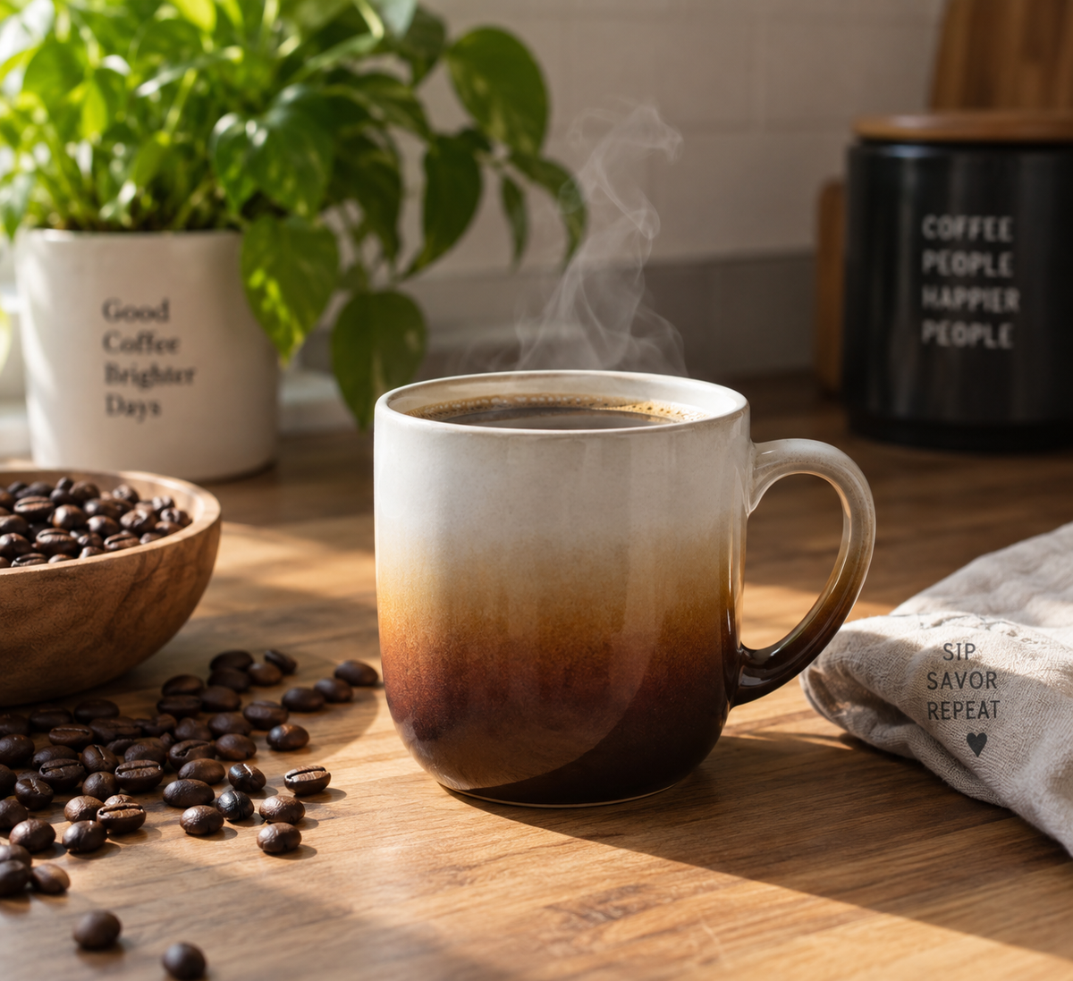 Best gradient coffee mug for coffee lovers showcasing vibrant ombre gradient and fresh coffee