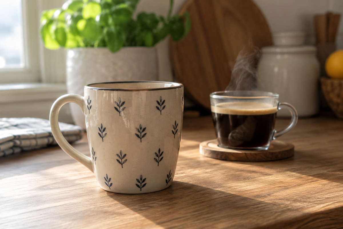 best home decor coffee mug for morning coffee with elegant design on kitchen counter