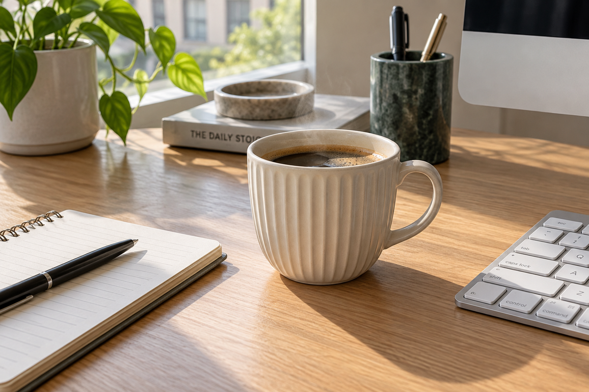 Best pleated ceramic cup 200 ml for office on a professional desk setup