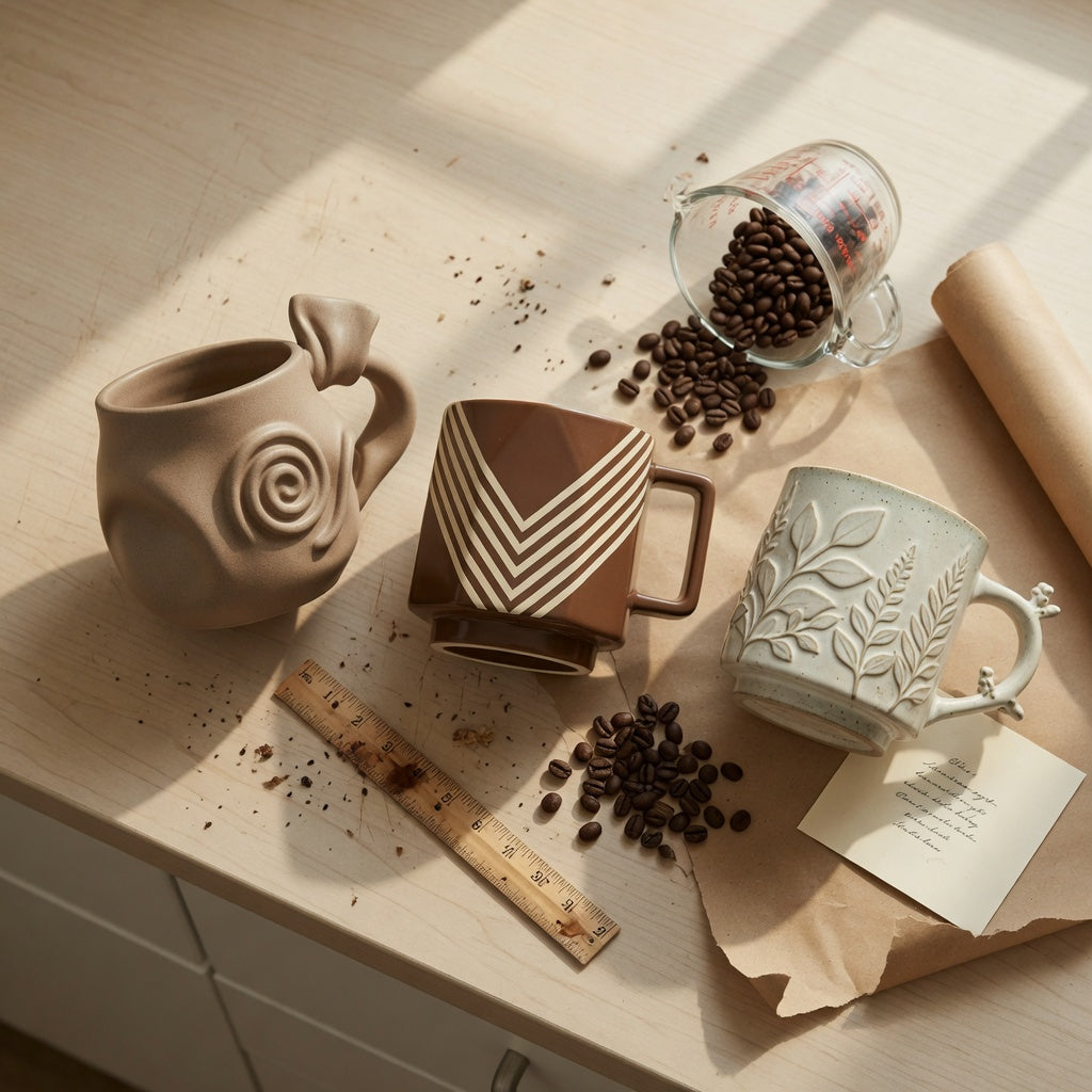 Best unique coffee mugs as gifts compared for size, handle fit, care, and style on a kitchen counter