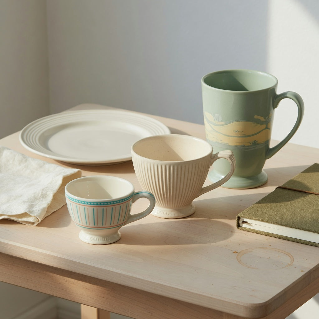 Breakfast coffee cup first time buyer product shortlist guide comparing Retro 170 ml, Pleated 200 ml, and Landscape Tall 350 ml formats