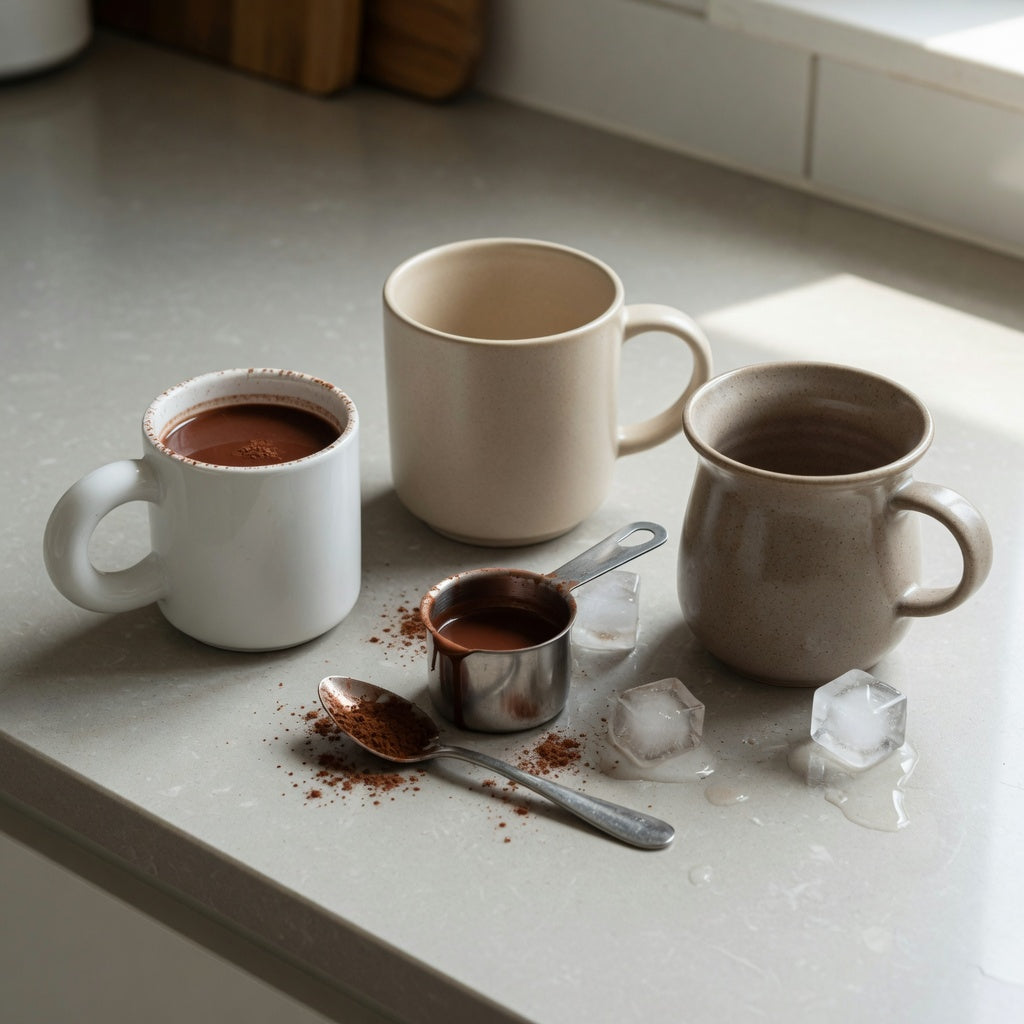 Cacao cup first time buyer product shortlist guide comparing 250 ml ball handle, 390 ml round, and 400 ml spittoon mugs