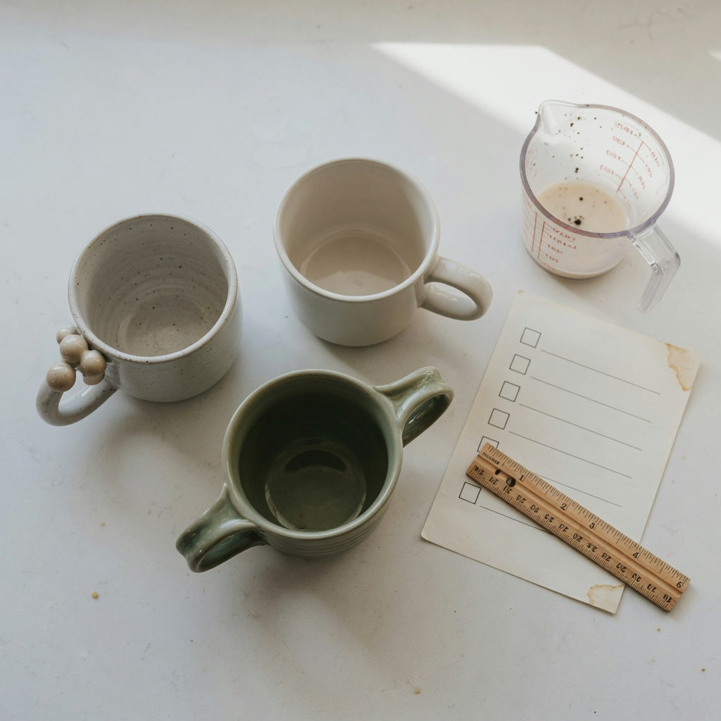 Ceramic coffee mug with handle first time buyer practical purchase checklist beside ball, round-loop, and contoured-handle mug styles