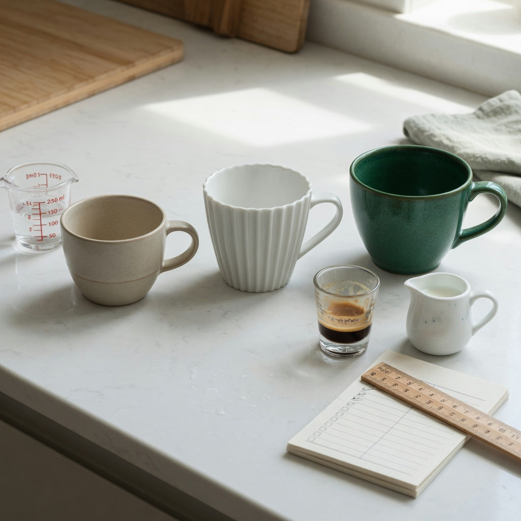 ceramic cortado cup gift choice practical purchase checklist with three ceramic cup capacities arranged for comparison
