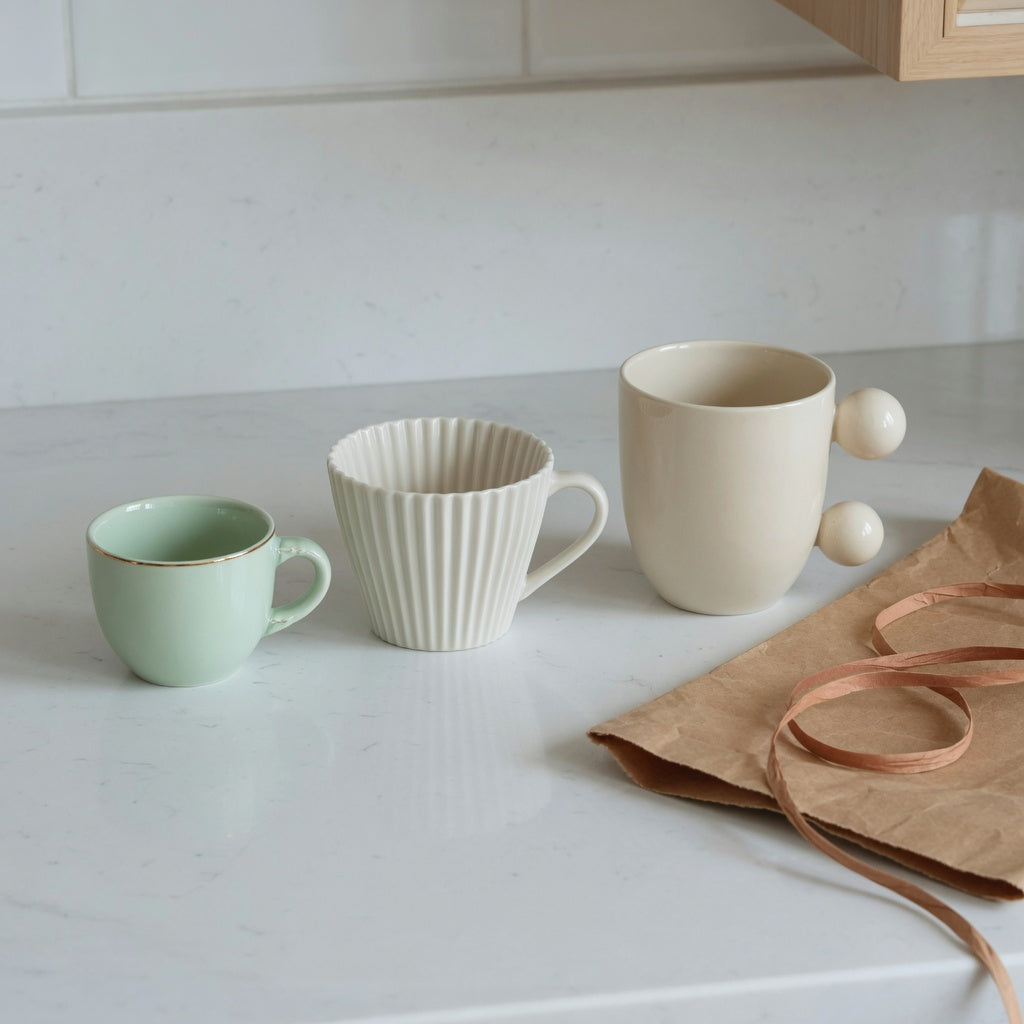 ceramic espresso cup gift choice product shortlist guide with 170 ml Retro, 200 ml Pleated, and 250 ml Ball Handle options