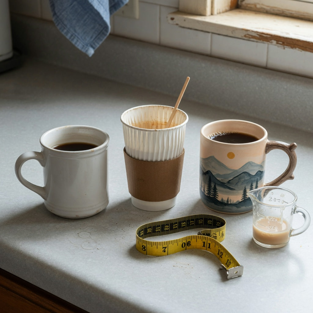 Ceramic vs porcelain coffee mugs current product facts shown with Round, Pleated, and Landscape designs