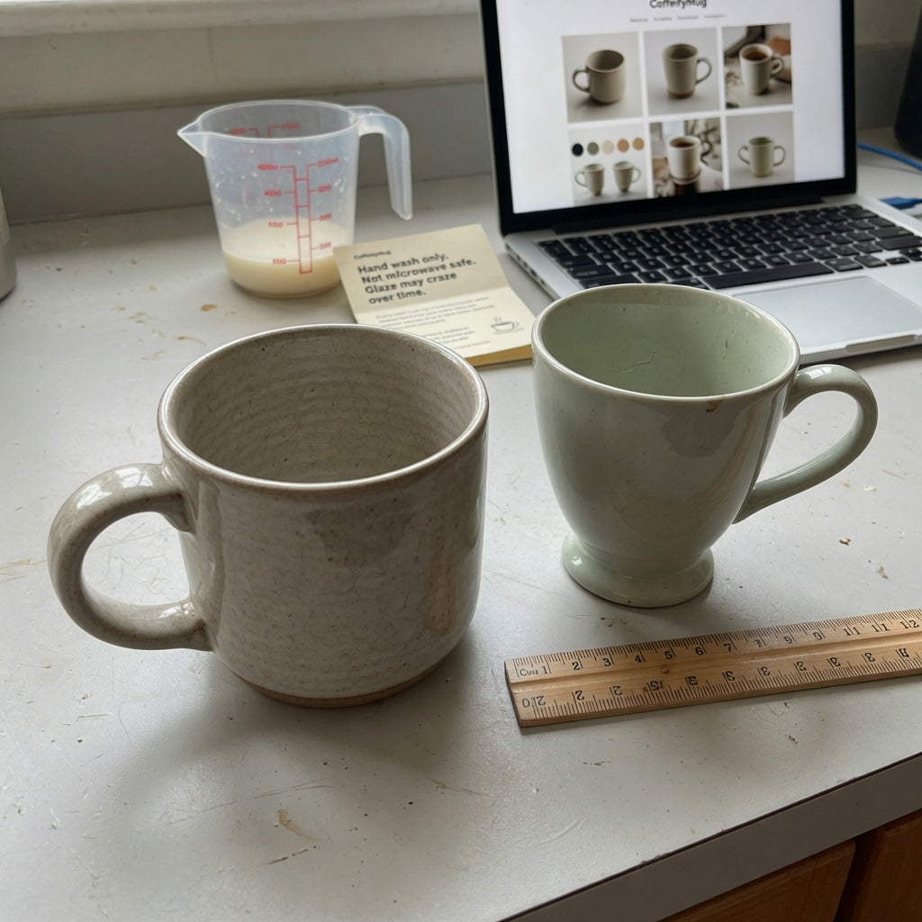 Side-by-side mug comparison for a ceramic vs porcelain coffee mugs first time buyer product shortlist guide