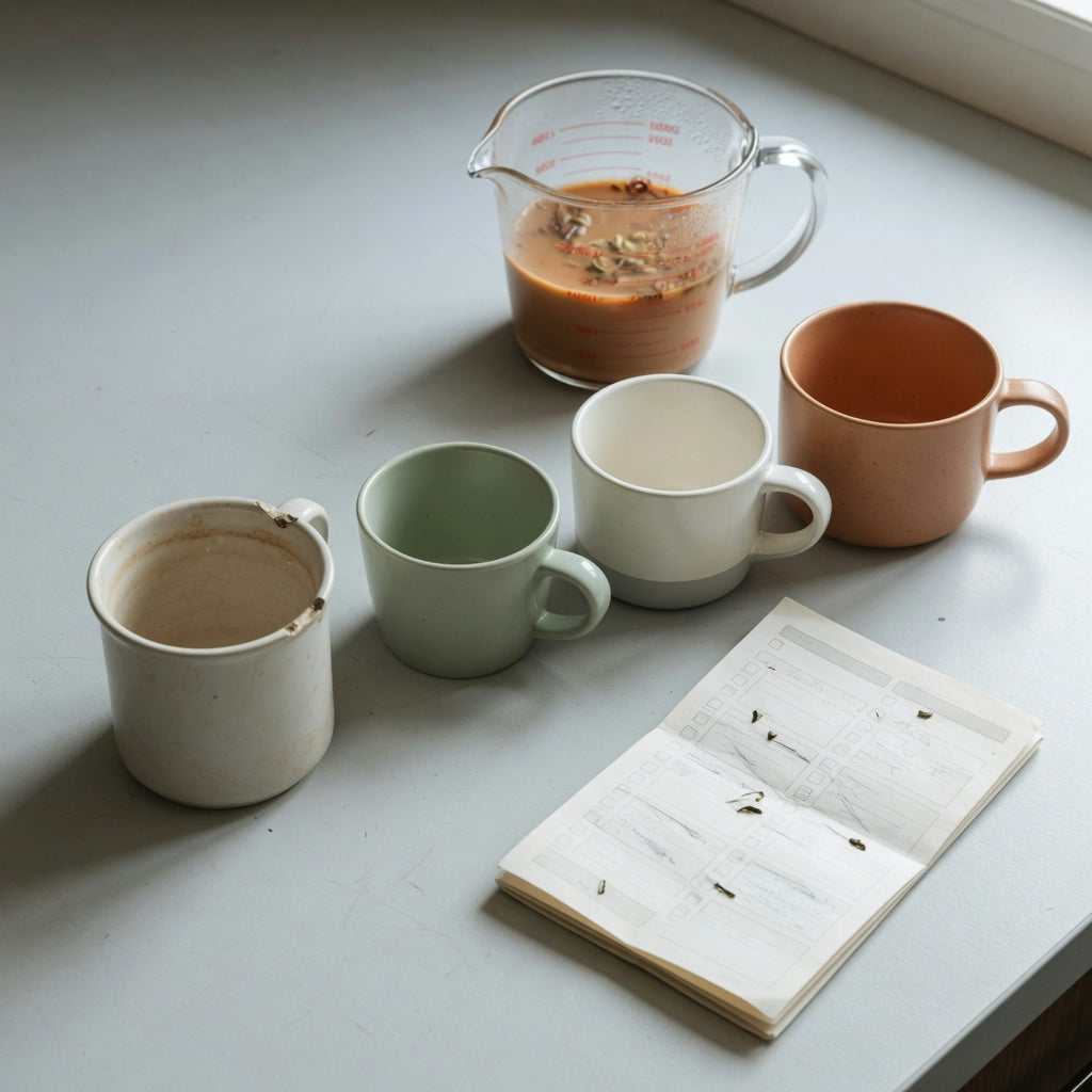 A chai tea mug replacement purchase practical purchase checklist comparing 400 ml, 440 ml, and 480 ml mug options
