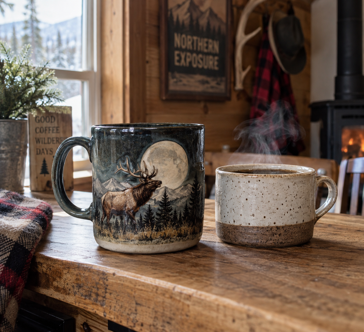 coffee lovers gift elk moon mug Northern Exposure design for coffee and tea