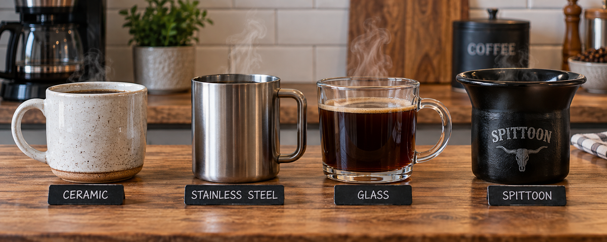 Coffee mug comparison of different materials and designs
