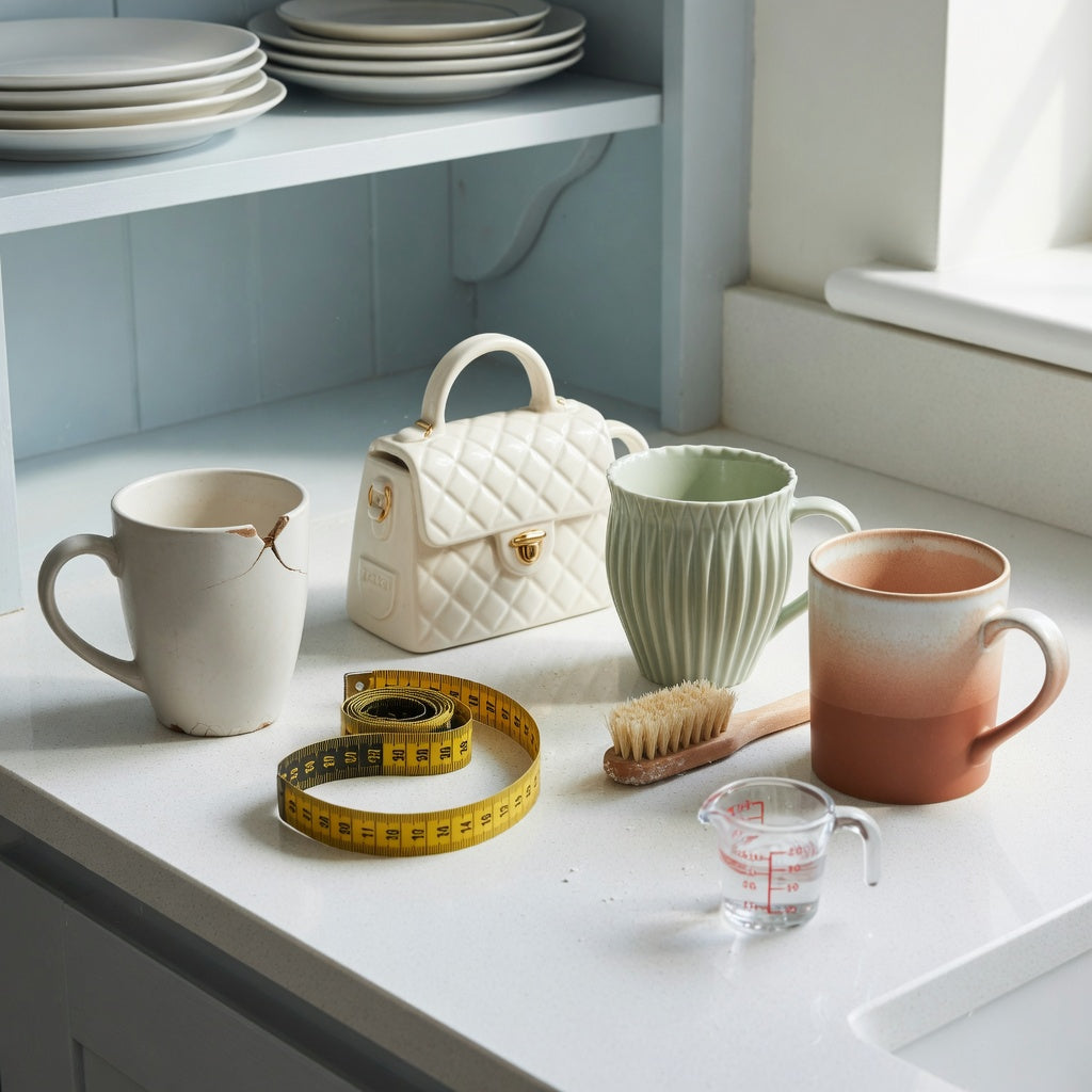 Countertop comparison for the cute ceramic coffee mugs replacement purchase product shortlist guide with pleated, gradient, and handbag styles