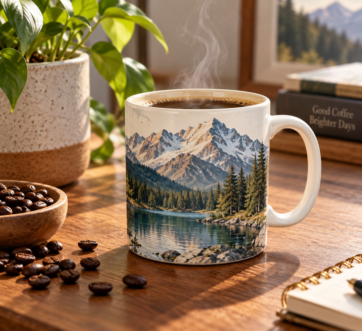 gift mountain coffee tea mug home decor ceramic mug with mountain design